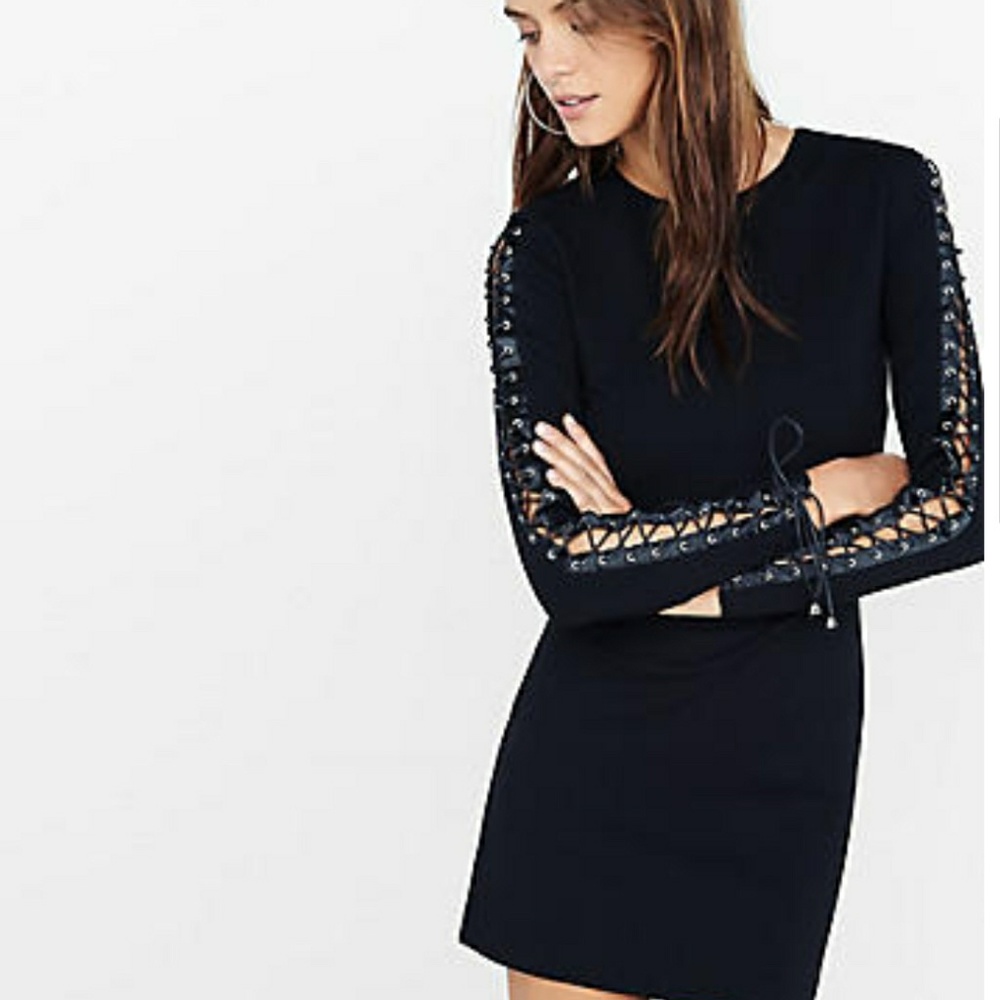 Express Lace Up Sleeve Sheath Dress